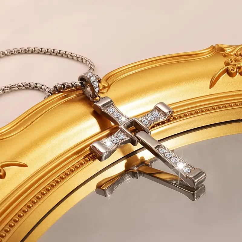 christiandiscipleshop Jewelry Cross Crystal Pendant Chain Necklace