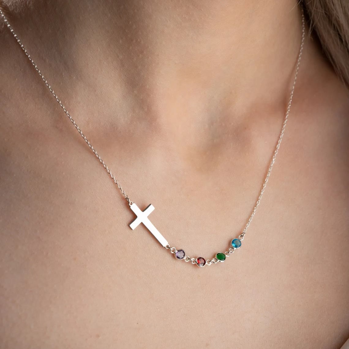 Christianartworkshop Biblical Birthstone Cross Necklace Religion Jewelry Gift
