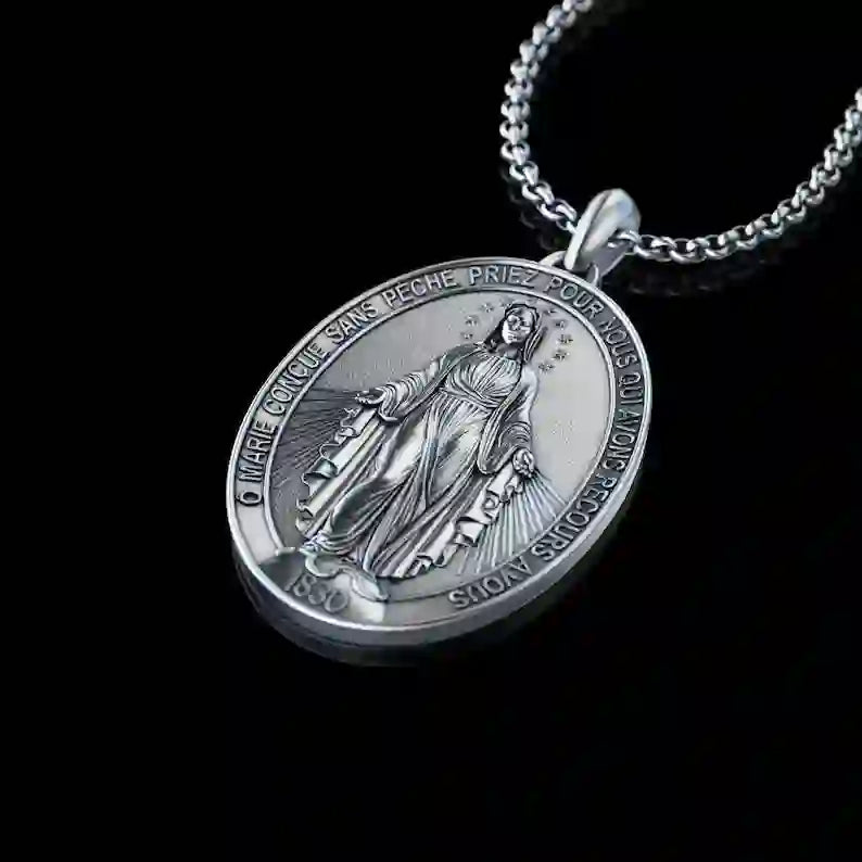 Christiandiscipleshop Crafted Silver Maria Pendant Necklace Religion Jewelry