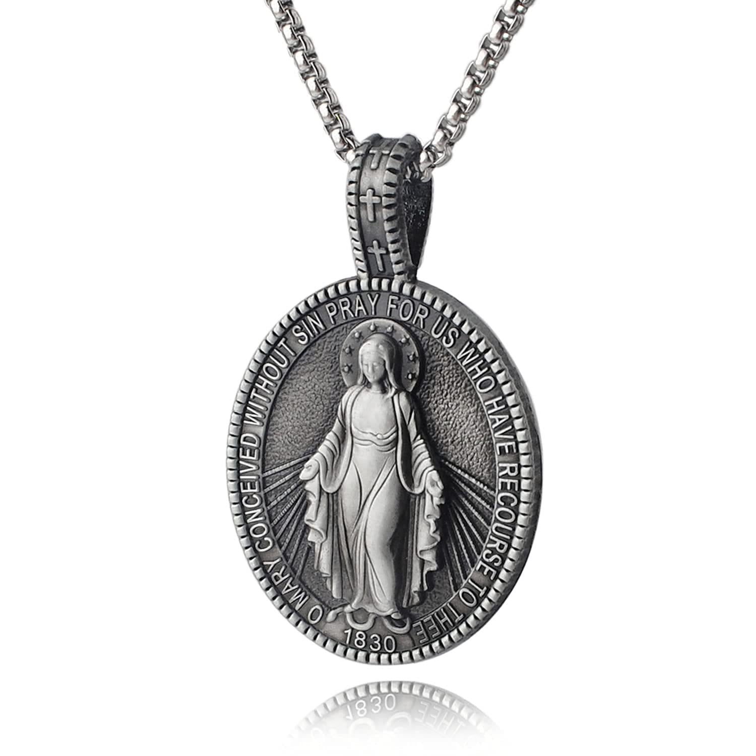 christiandiscipleshop Miraculous Virgin Mary Medallion Pendant Necklace