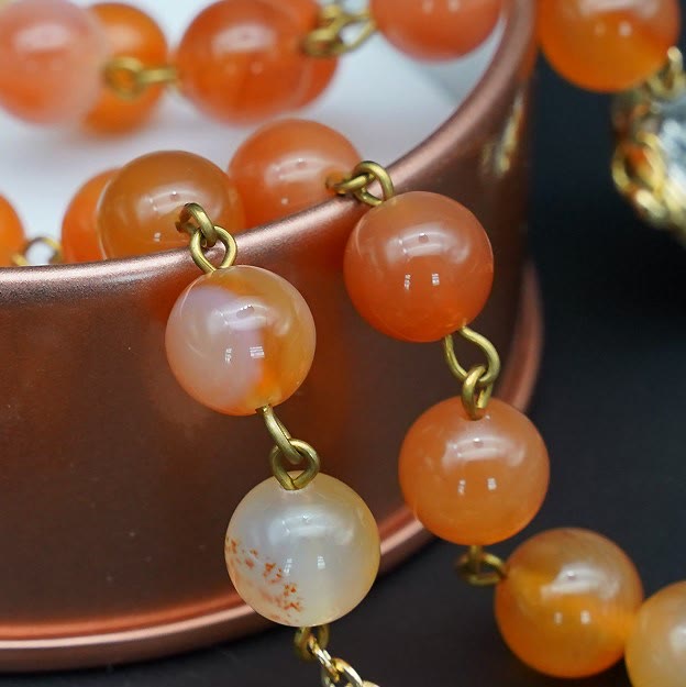 Christiandiscipleshop Natural Agate Rosary with St. Benedict & Crucifix