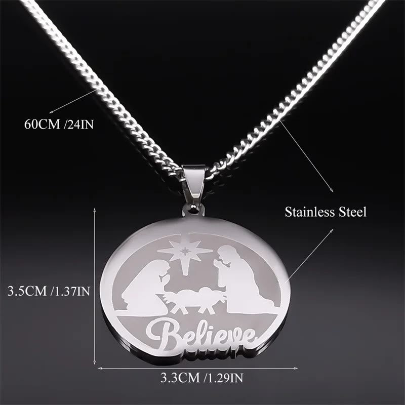Christiandiscipleshop Silver Nativity Believe Christmas Gift Necklace