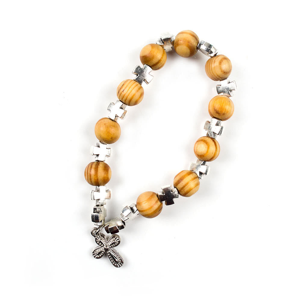 Christianartworkshop Blessings of Faith: Wooden Beads Prayer Christ Bracelet