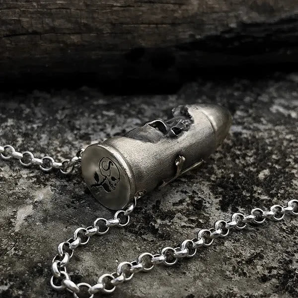 Christiandiscipleshop Skull and Crossbones Bullet Pendant Necklace