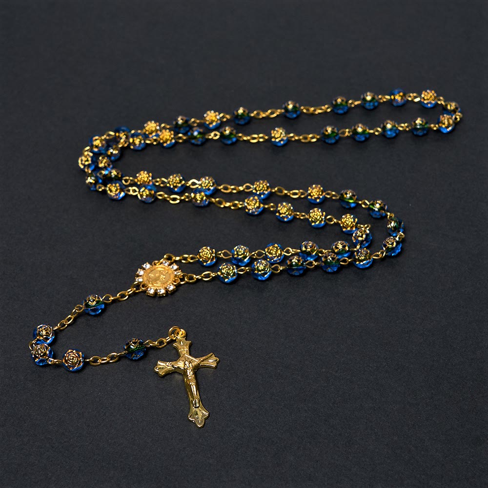 Christiandiscipleshop St. Benedict Medal & Crucifix of 8 mm Round Multicolor Acrylic Alloy Chain Rosary