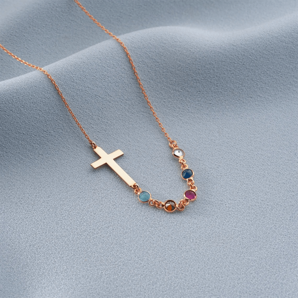 Christianartworkshop Biblical Birthstone Cross Necklace Religion Jewelry Gift