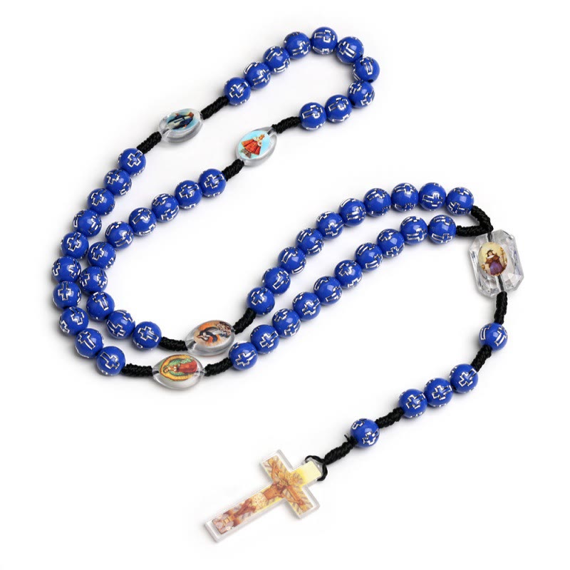Christiandiscipleshop Crucifix of 10 mm Round Multicolor Acrylic Nylon Cord Rosary