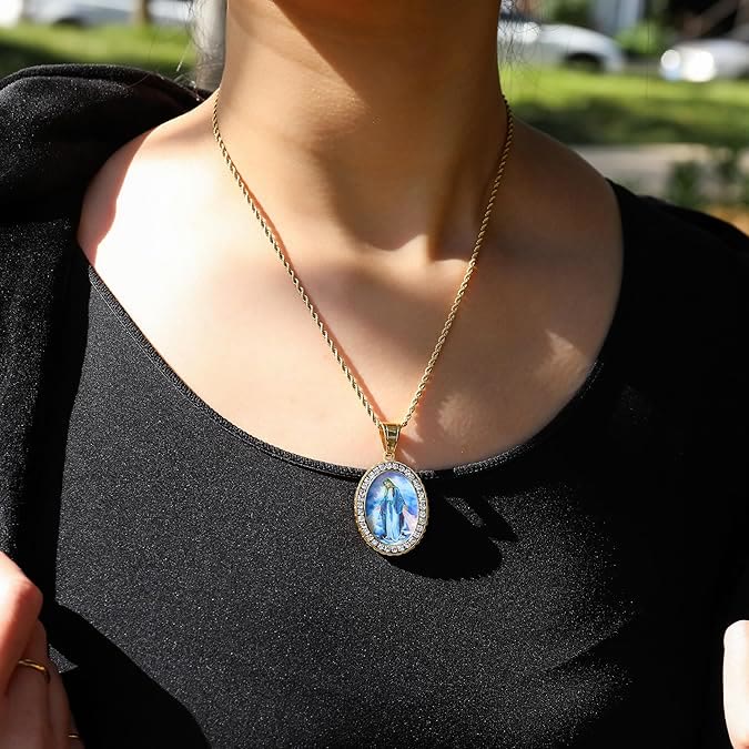 christiandiscipleshop Virgin Mary Painting Necklace Religious Icon Jewelry