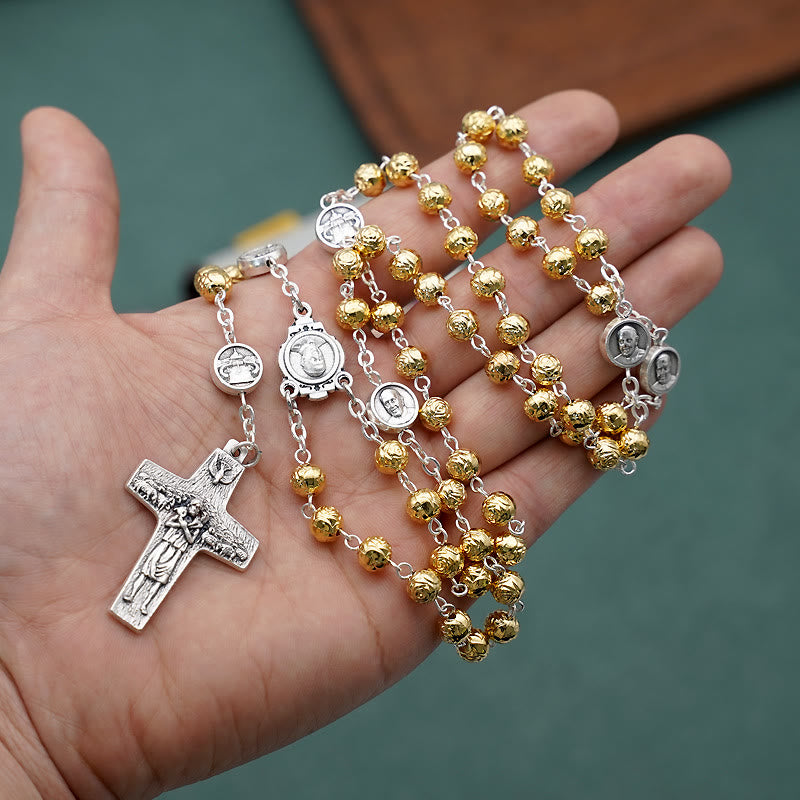 christiandiscipleshop Handmade Alloy Gold Prayer Beads with Jesus Shepherd Crucifix