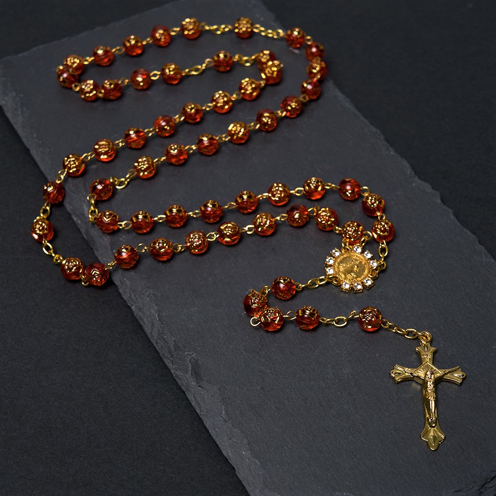 Christiandiscipleshop St. Benedict Medal & Crucifix of 8 mm Round Multicolor Acrylic Alloy Chain Rosary