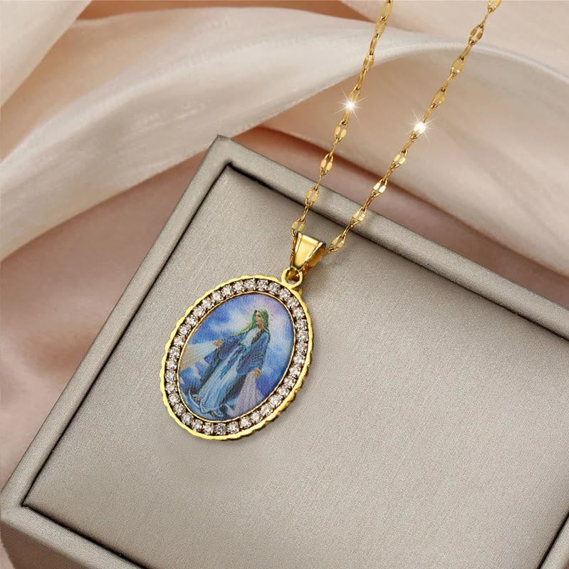 christiandiscipleshop Virgin Mary Painting Necklace Religious Icon Jewelry