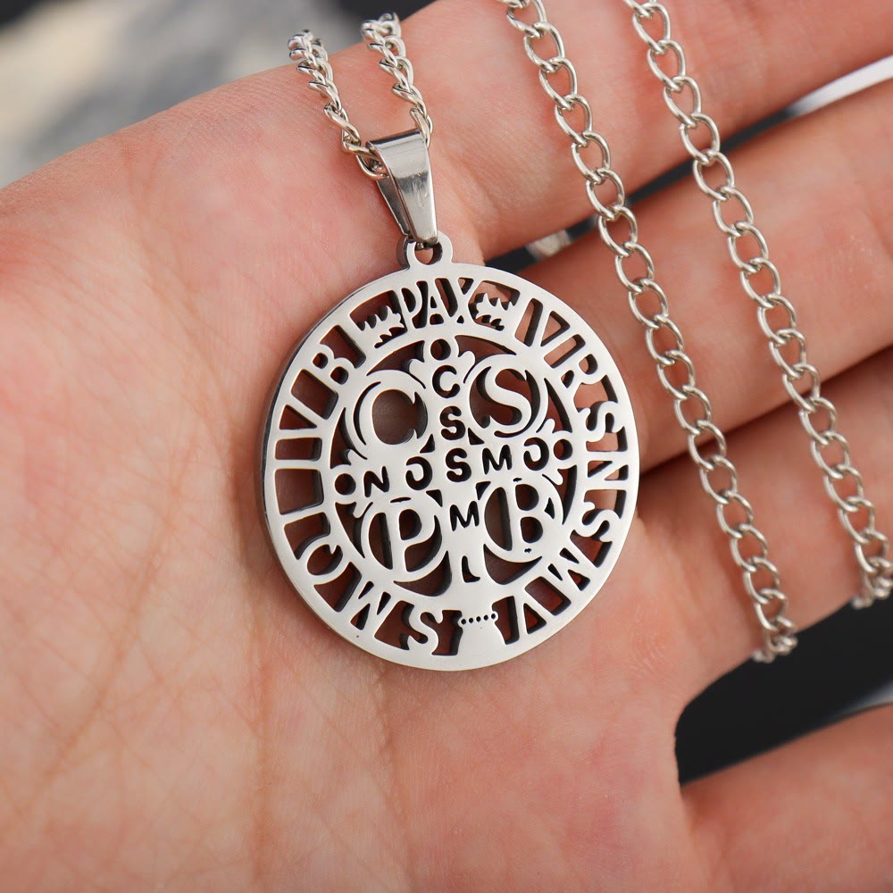 Christiandiscipleshop St. Benedict Symbol Openwork Pendant Necklace