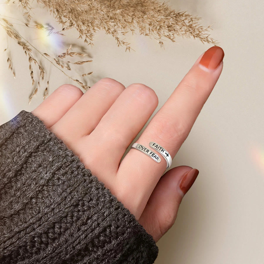 Christiandiscipleshop Faith-Over Fear: Minimalist Christ Bible Ring