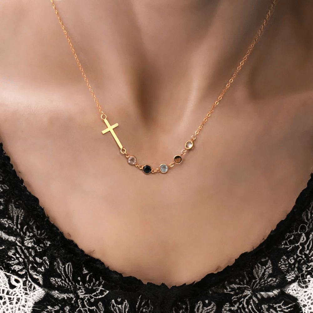 Christianartworkshop Biblical Birthstone Cross Necklace Religion Jewelry Gift
