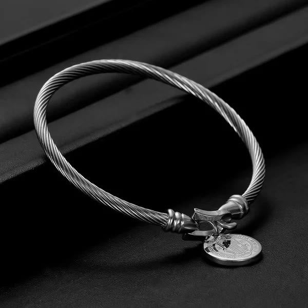Christiandiscipleshop St. Benedict Twisted Cable Bangle Bracelet