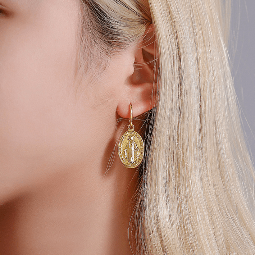 christiandiscipleshop Miraculous Mary Medals Religion Earrings