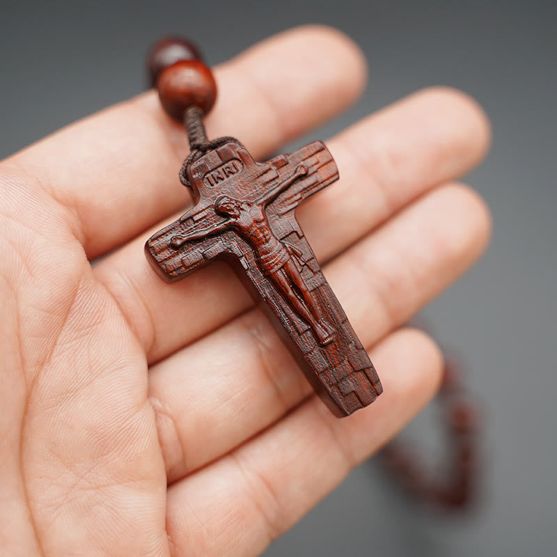 Christiandiscipleshop Quality Original Handmade Praying Rosary (Red Sandalwood/Ebony)