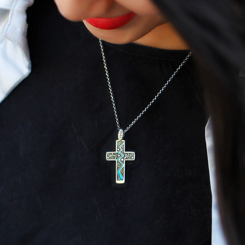 Christiandiscipleshop Fresh Style Creekside Tree Enamel Cross Necklace