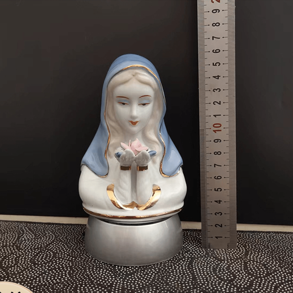 Christiandiscipleshop Classic Style White-blue Ceramic Virgin Mary Figurine Stereoscopic Desktop Ornaments