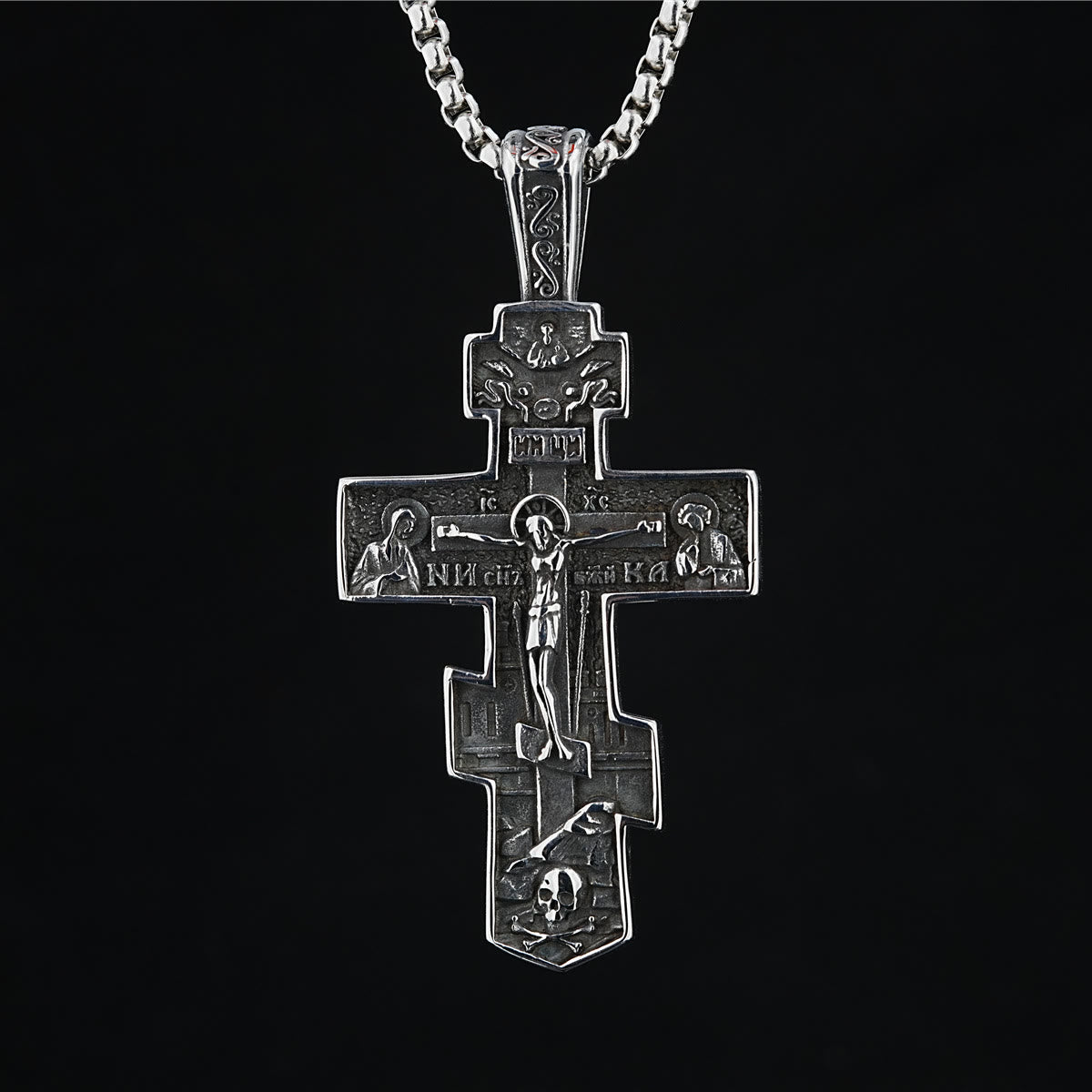 christiandiscipleshop Titanium Orthodox Jesus Crucifix Necklace Protection Jewelry