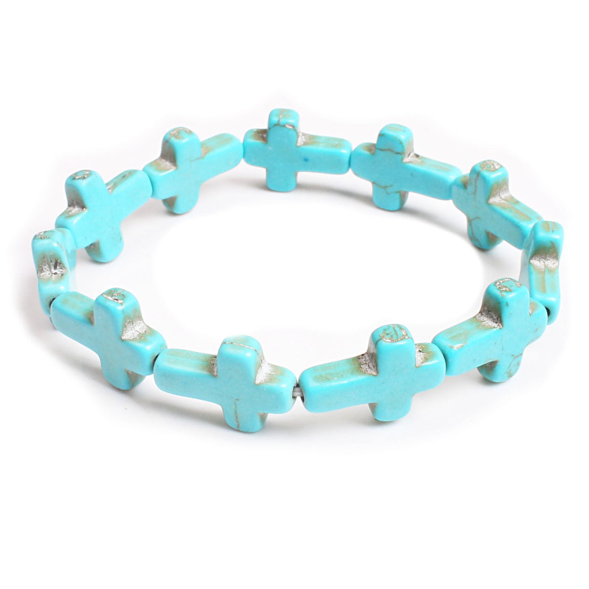 Christianartworkshop Bohemian Cross Turquoise Beaded Bracelet