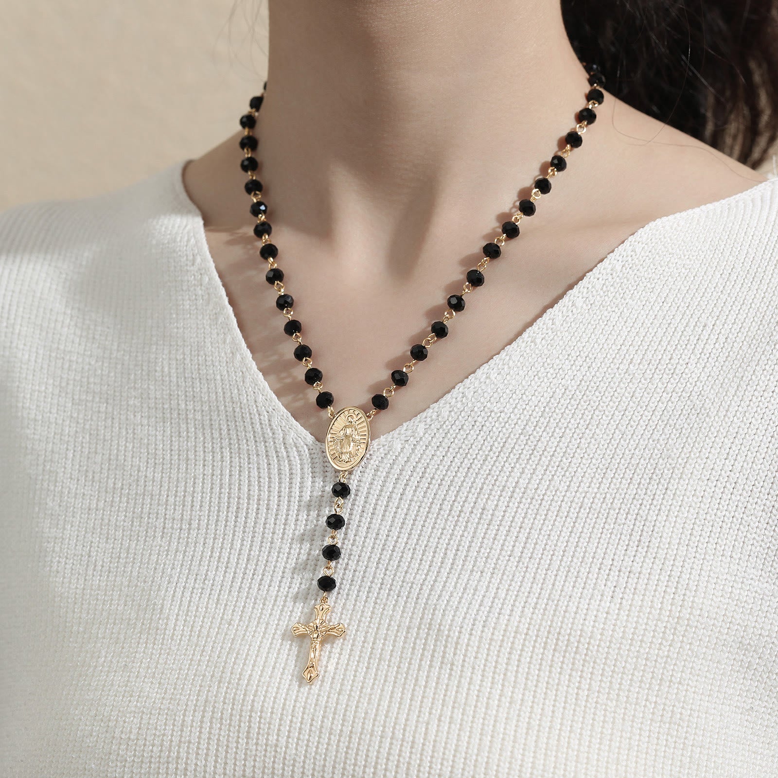 christiandiscipleshop Virgin Mary Medal & Crucifix Pendant Necklace