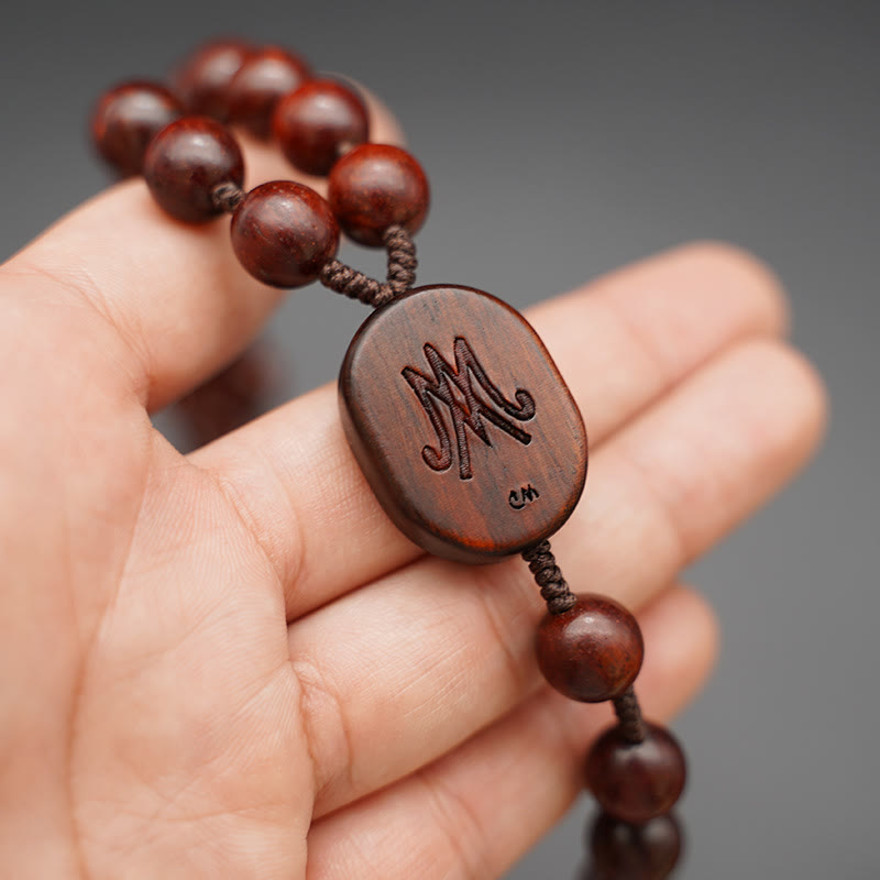 Christiandiscipleshop Quality Original Handmade Praying Rosary (Red Sandalwood/Ebony)