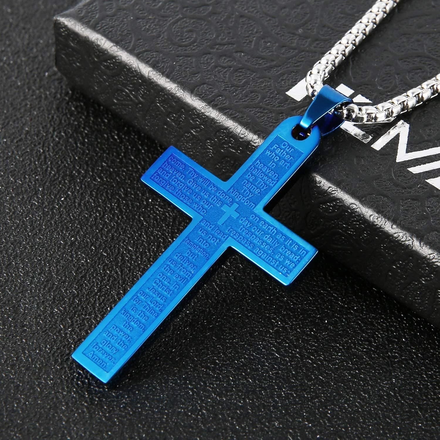 christiandiscipleshop Stainless Steel Lord's Prayer Pendant Cross Necklace