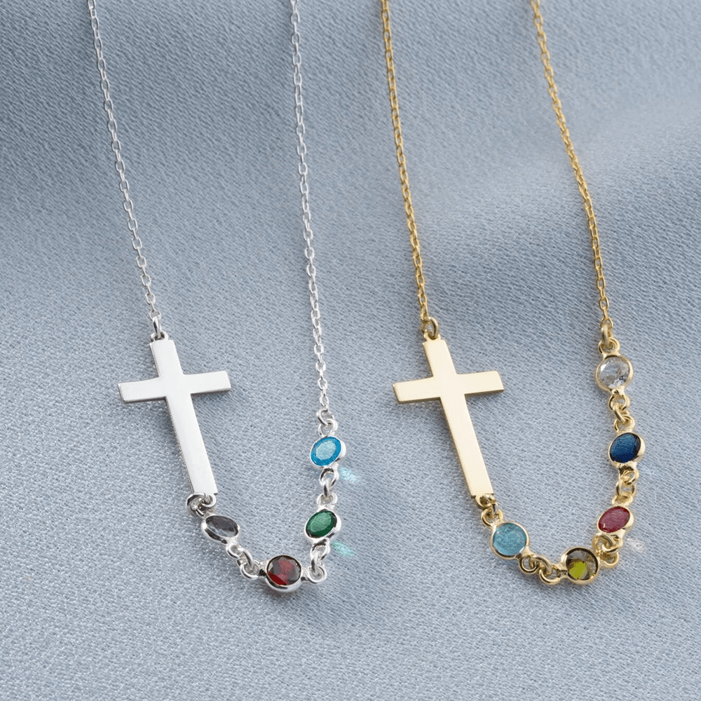 Christianartworkshop Biblical Birthstone Cross Necklace Religion Jewelry Gift