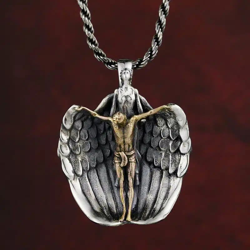 christiandiscipleshop Holy Jesus Redeeming Angel Prayer Religious Necklace