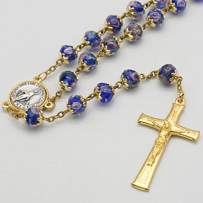 christiandiscipleshop Virgin Mary Glazed Multi-color Crystal Rosary