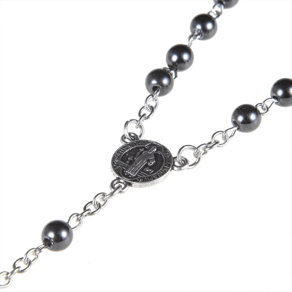 St. Benedict Medallion & Crucifix Black Gallstone Rosary