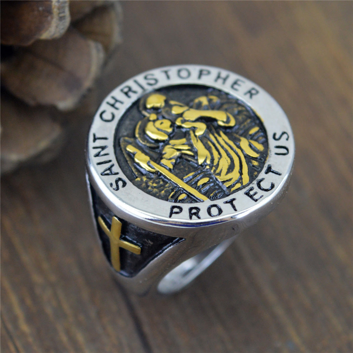 Christiandiscipleshop Saint Christopher Protect Us Medal Signet Ring
