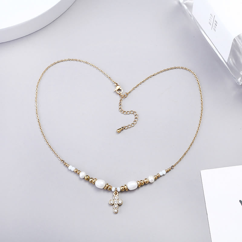 Christiandiscipleshop Freshwater Pearl Cross Necklace