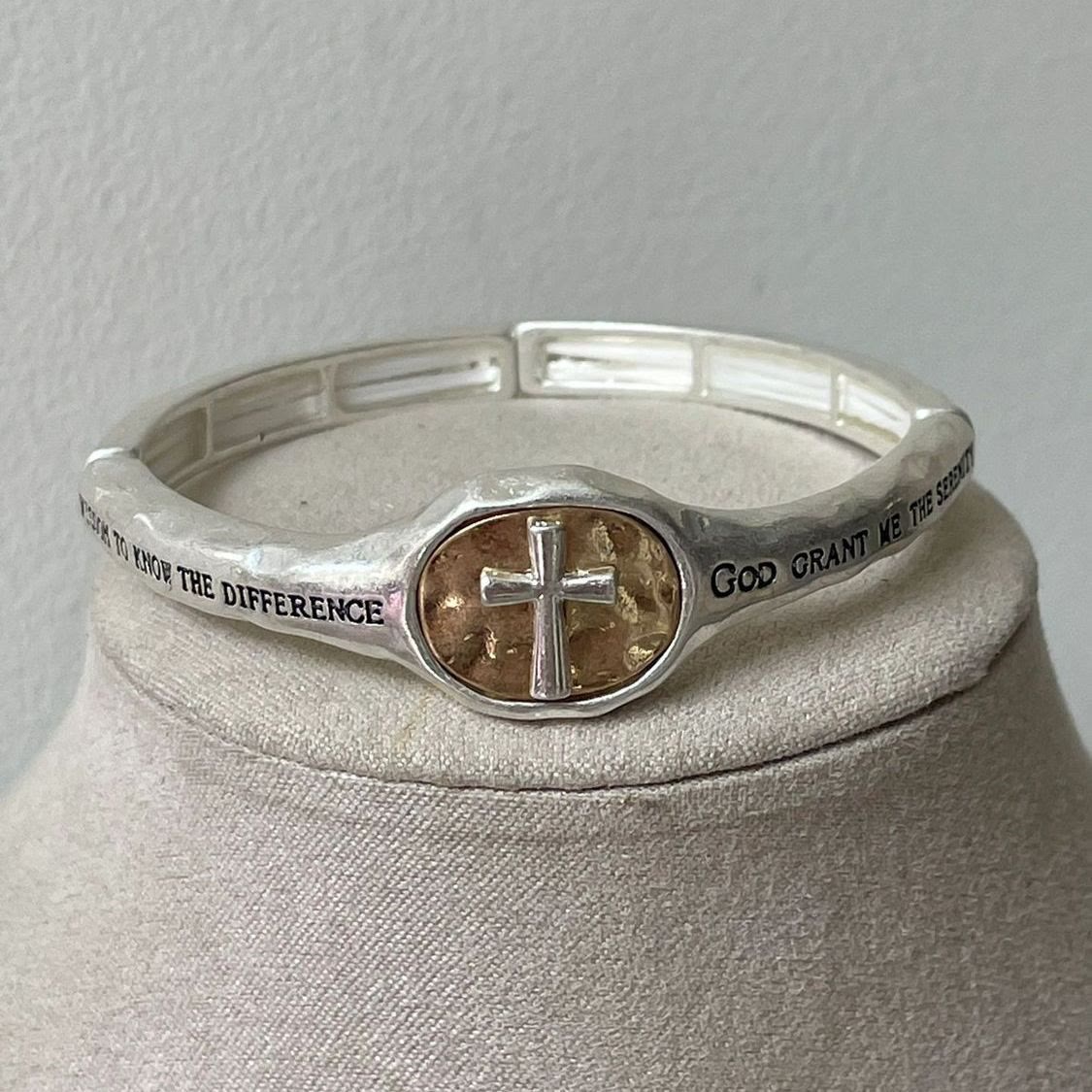 Christiandiscipleshop God's Gift Vintage Prayer Engraved Cross Bracelet