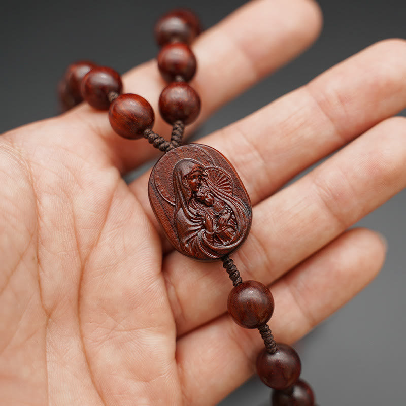 Christiandiscipleshop Quality Original Handmade Praying Rosary (Red Sandalwood/Ebony)