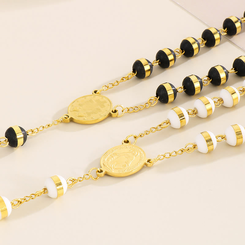 Stainless Steel/Crystal Beads Rosary with Crucifix