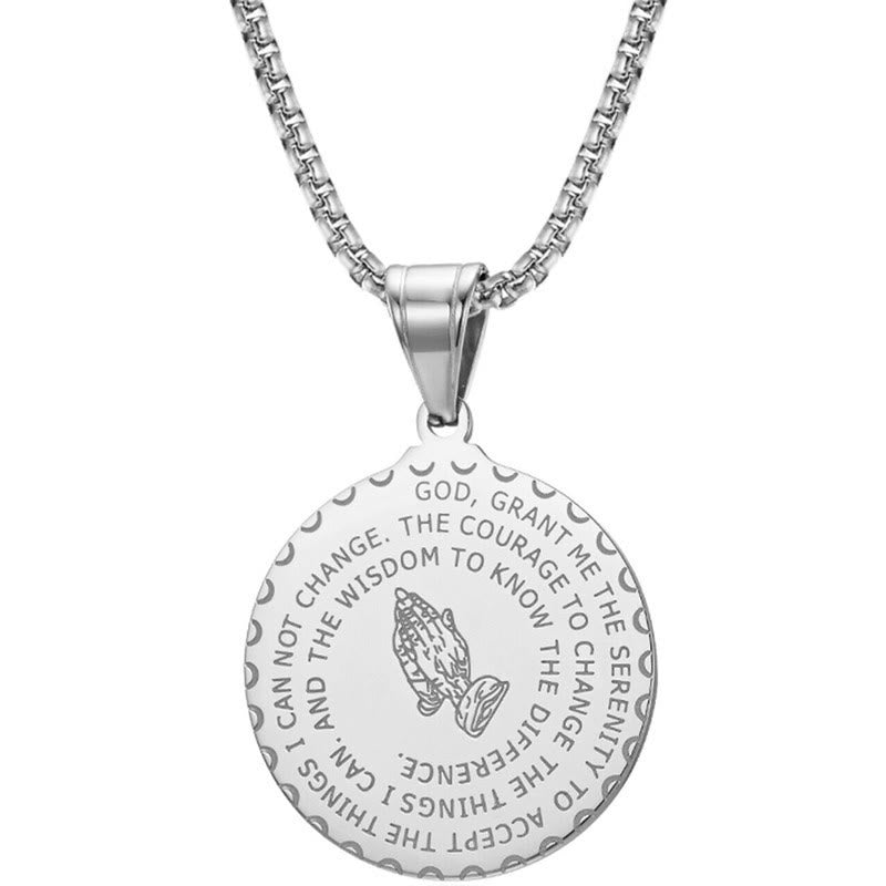 Christiandiscipleshop Praying Hands Round Plaque Necklace