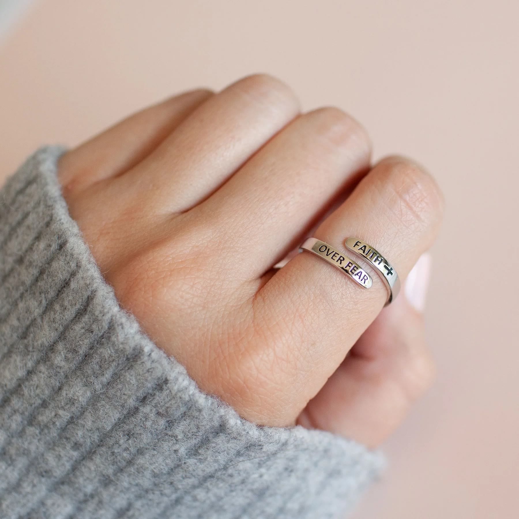 Christiandiscipleshop Faith-Over Fear: Minimalist Christ Bible Ring