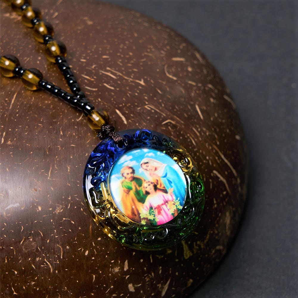 christiandiscipleshopthe Holy Family Dark Brown Beads Necklace