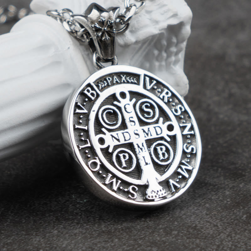 Christiandiscipleshop St. Benedict Home Blessing Titanium Steel Necklace