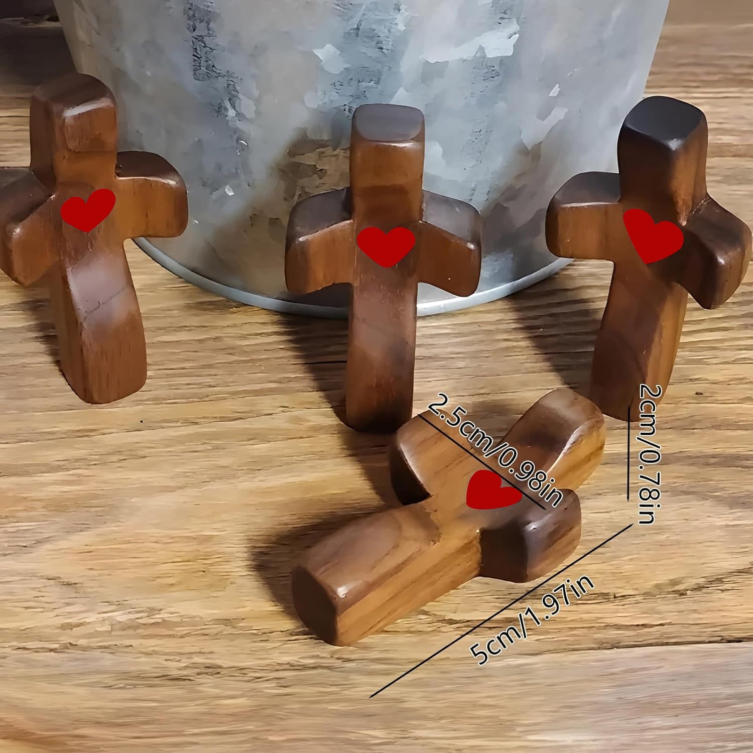 Christiandiscipleshop Modern Style Walnut Multicolor Thumb Cross Praying Handle Ornaments