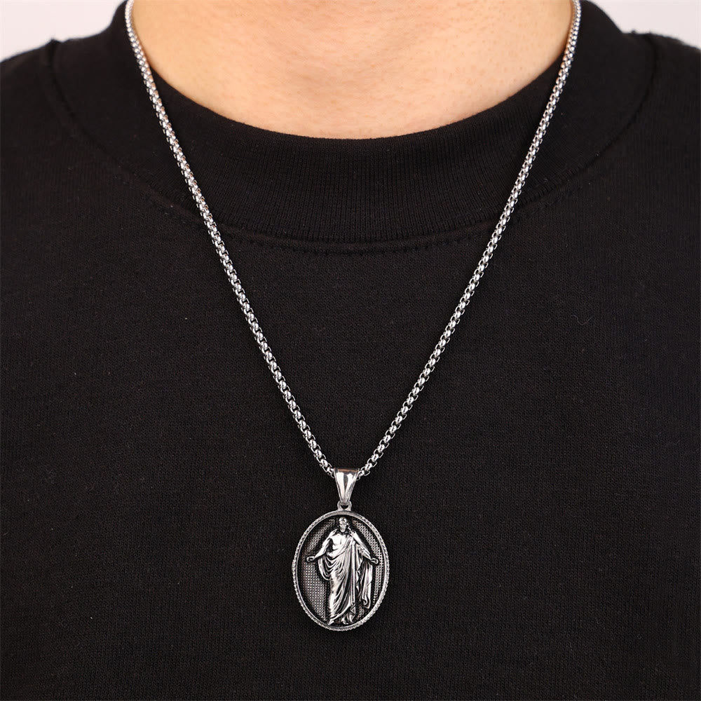christiandiscipleshop Jesus Medallion Pendant Blessing Necklace