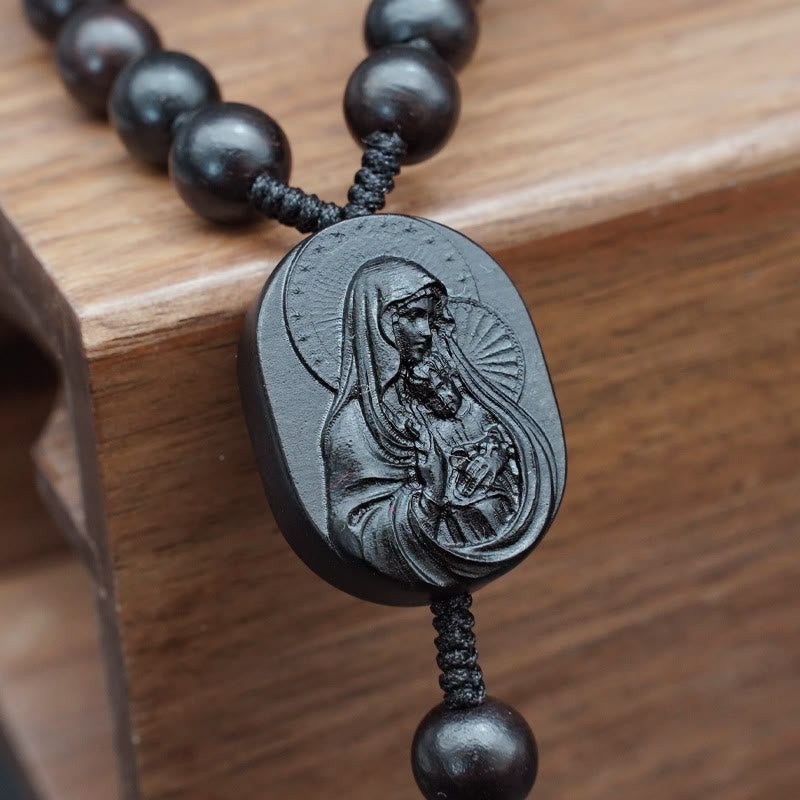 Christiandiscipleshop Quality Original Handmade Praying Rosary (Red Sandalwood/Ebony)