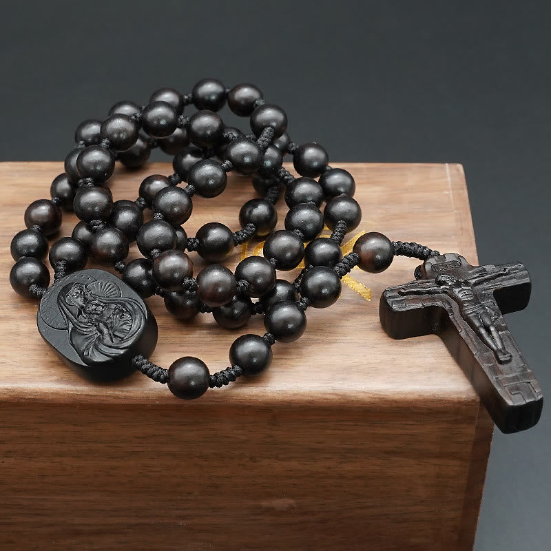Christiandiscipleshop Quality Original Handmade Praying Rosary (Red Sandalwood/Ebony)