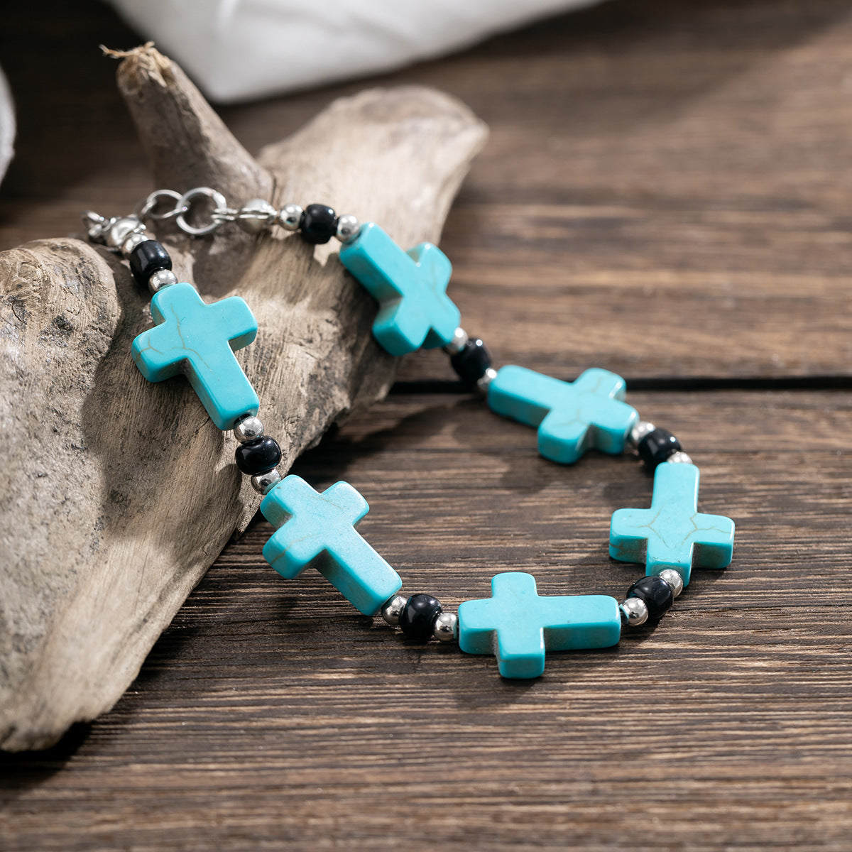 Christiandiscipleshop Crucifix Prayer Beaded Turquoise Bracelet