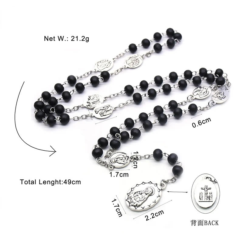 Christiandiscipleshop Our Lady of Sorrows of 6 mm Round Black Acrylic Alloy Chain 7 Sorrows Rosary