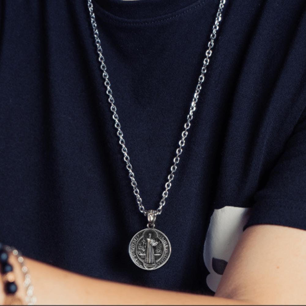 Christiandiscipleshop St. Benedict Home Blessing Titanium Steel Necklace