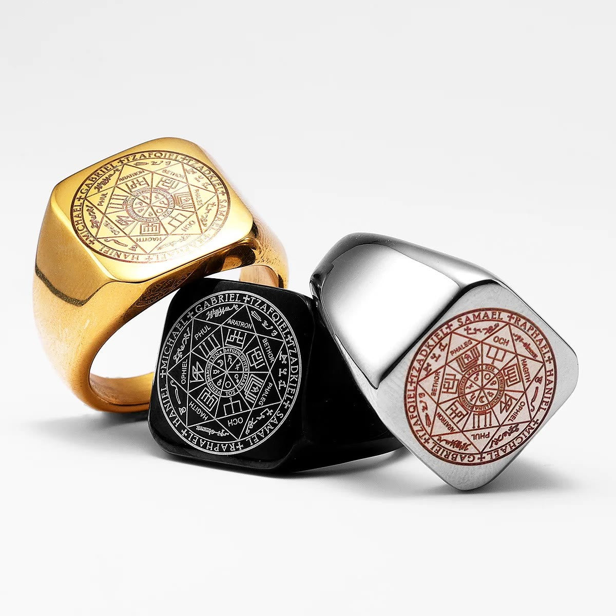 Christiandiscipleshop Seals of The Seven Archangels Protection Solomon Kabbalah Titanium Ring