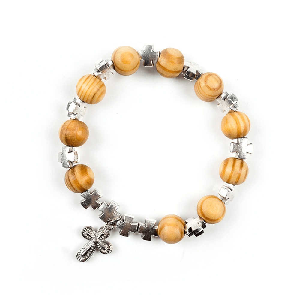 Christianartworkshop Blessings of Faith: Wooden Beads Prayer Christ Bracelet